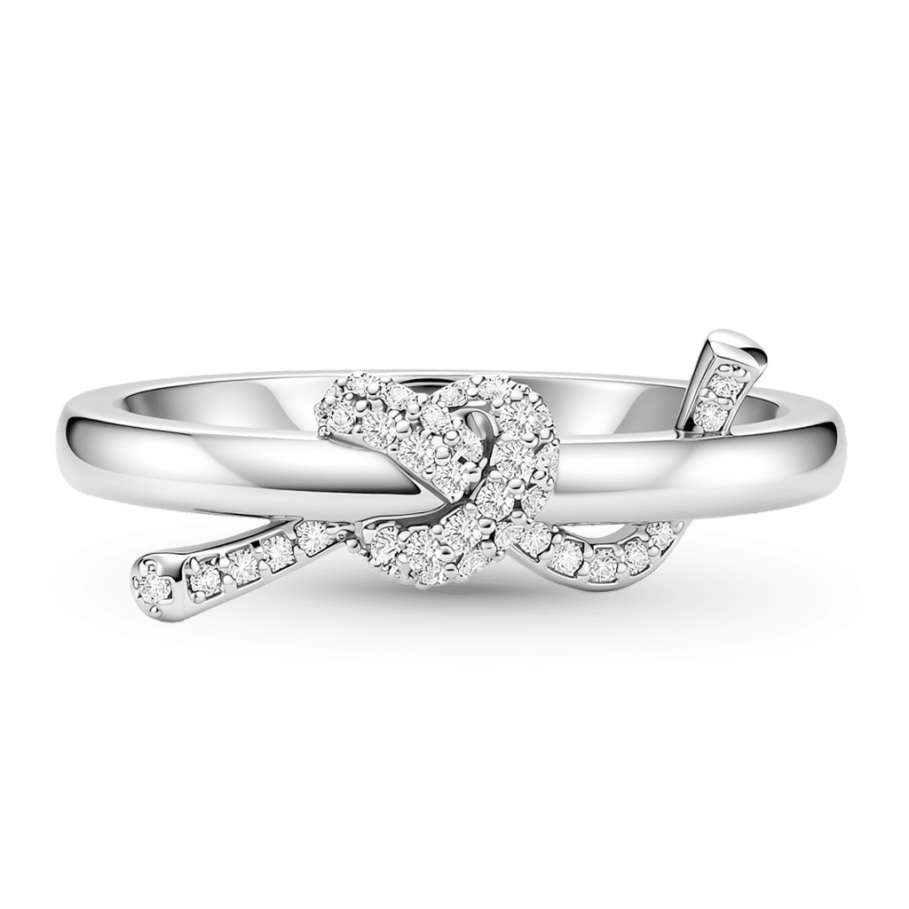 Gnoce Sparkling Heart Knot Ring Platinum-plated Silver Blend_7