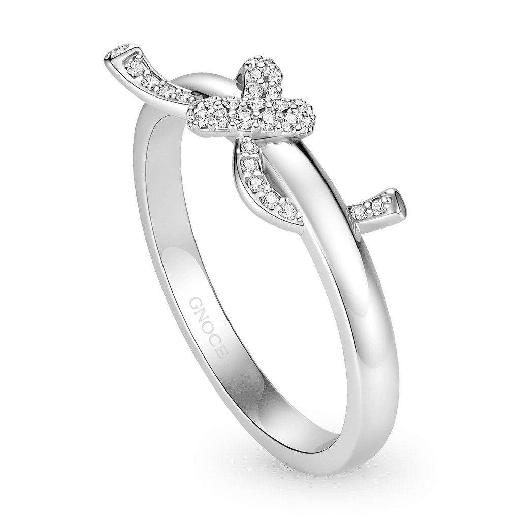 Gnoce Sparkling Heart Knot Ring Platinum-plated Silver Blend_4