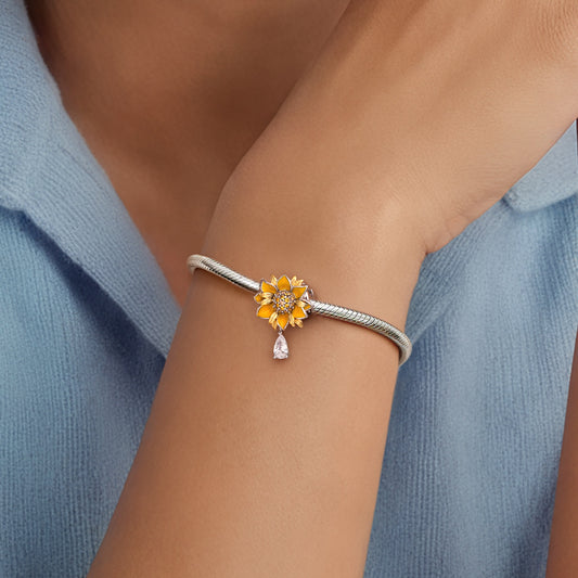 Gnoce Sunflower Charm Platinum-plated Silver Blend_3