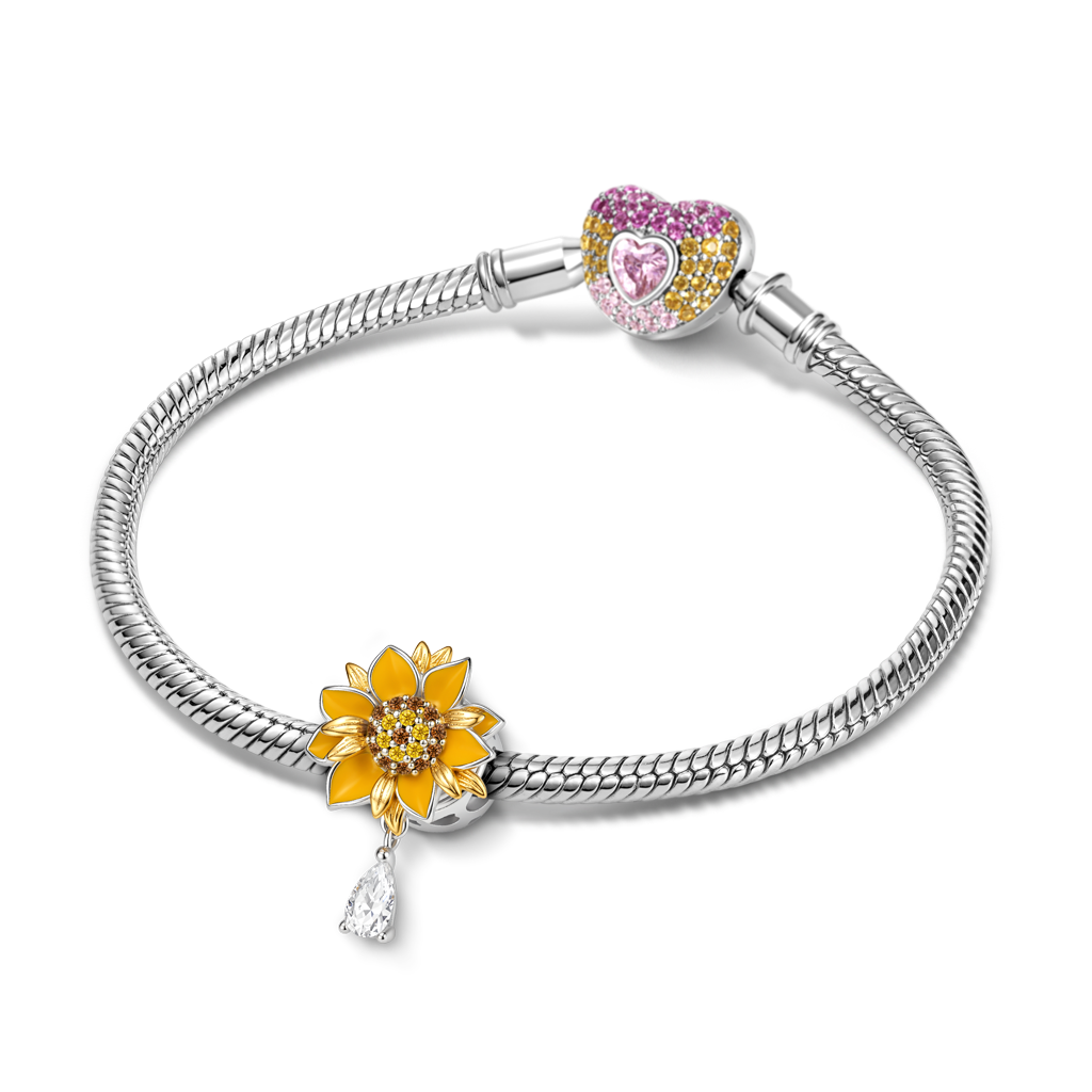 Gnoce Sunflower Charm Platinum-plated Silver Blend_4