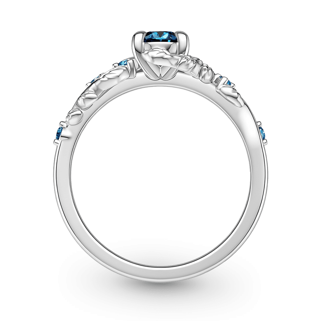 Gnoce Leaf & Vine Round-cut Blue Engagement Ring_6