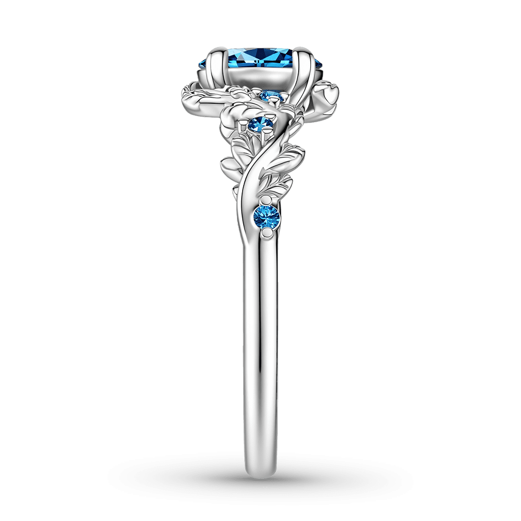 Gnoce Leaf & Vine Round-cut Blue Engagement Ring_5