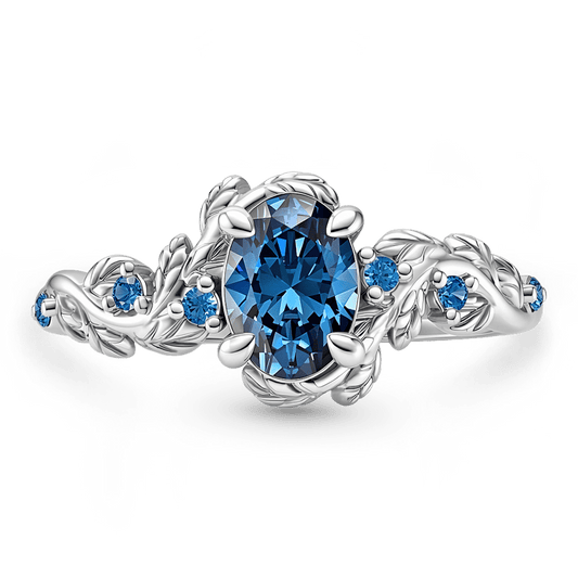 Gnoce Leaf & Vine Round-cut Blue Engagement Ring_1