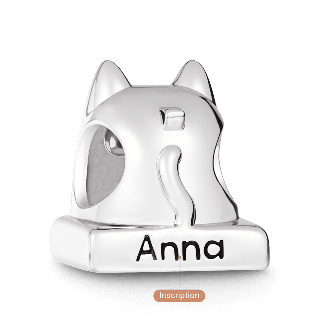 Gnoce Cat Knife Engravable Charm Platinum-plated Silver Blend_5