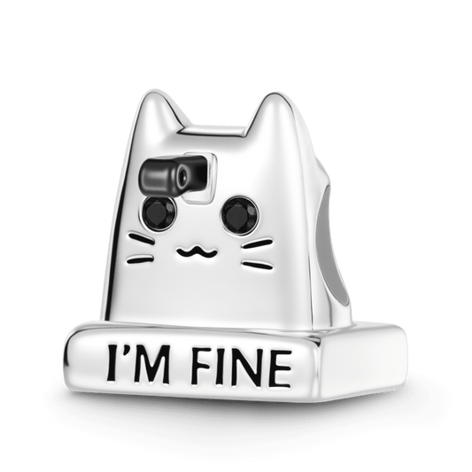 Gnoce Cat Knife Engravable Charm Platinum-plated Silver Blend_1