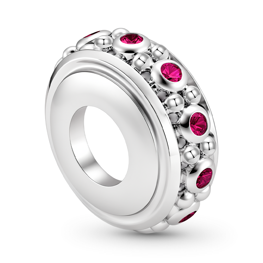 Gnoce "Celebrate your life" 925 Sterling Silver Rose Stone Stopper Fit for Pandora Bracelet_2