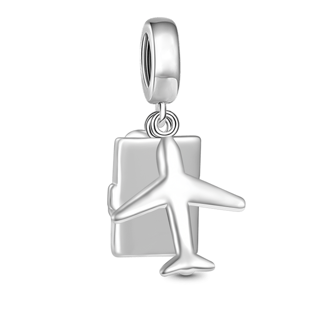 Gnoce Airplane, Passport & Conch Triple Pendant Dangle Charm_2