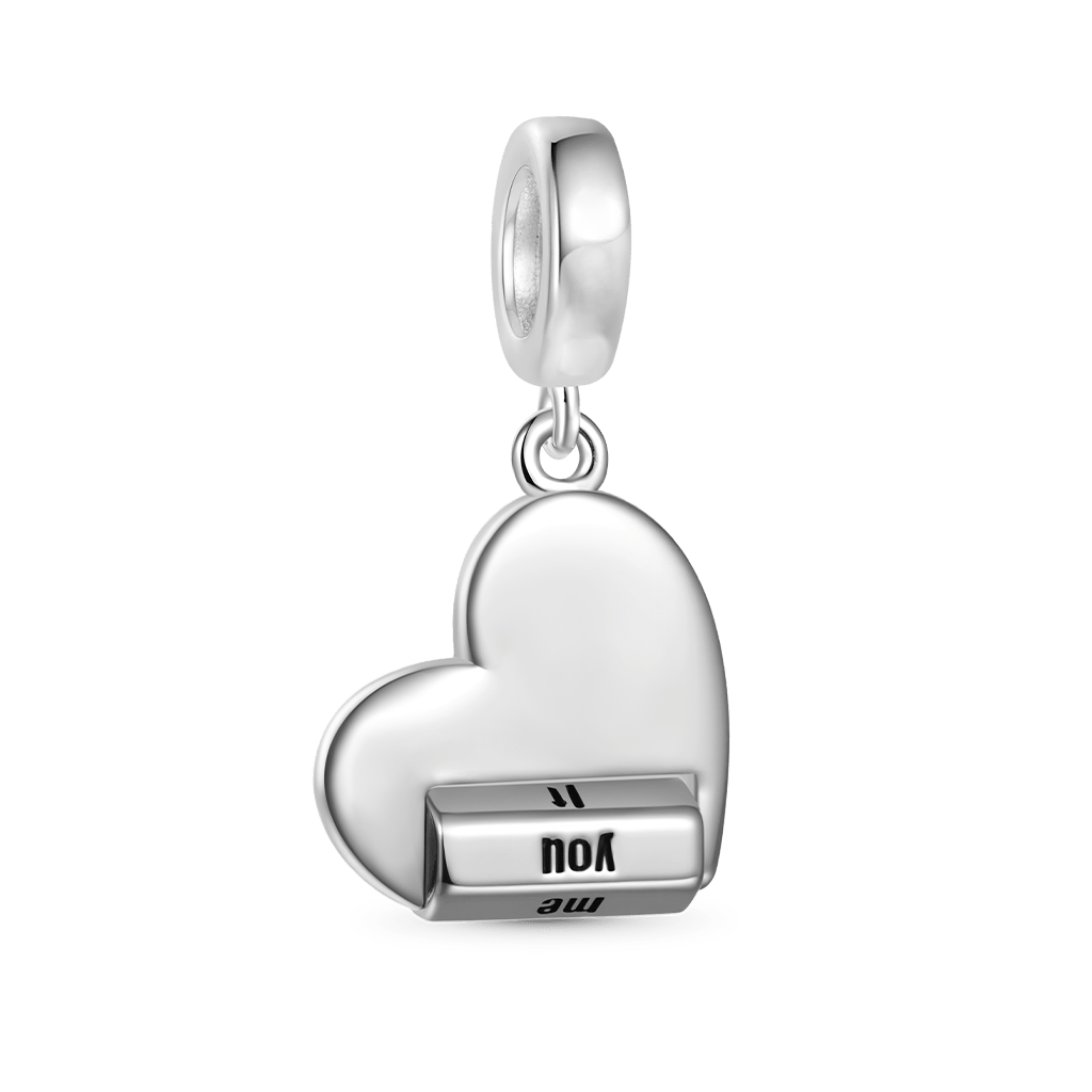 Gnoce Heart Rotating 'FUCK' World Charm Platinum-plated Silver Blend_3