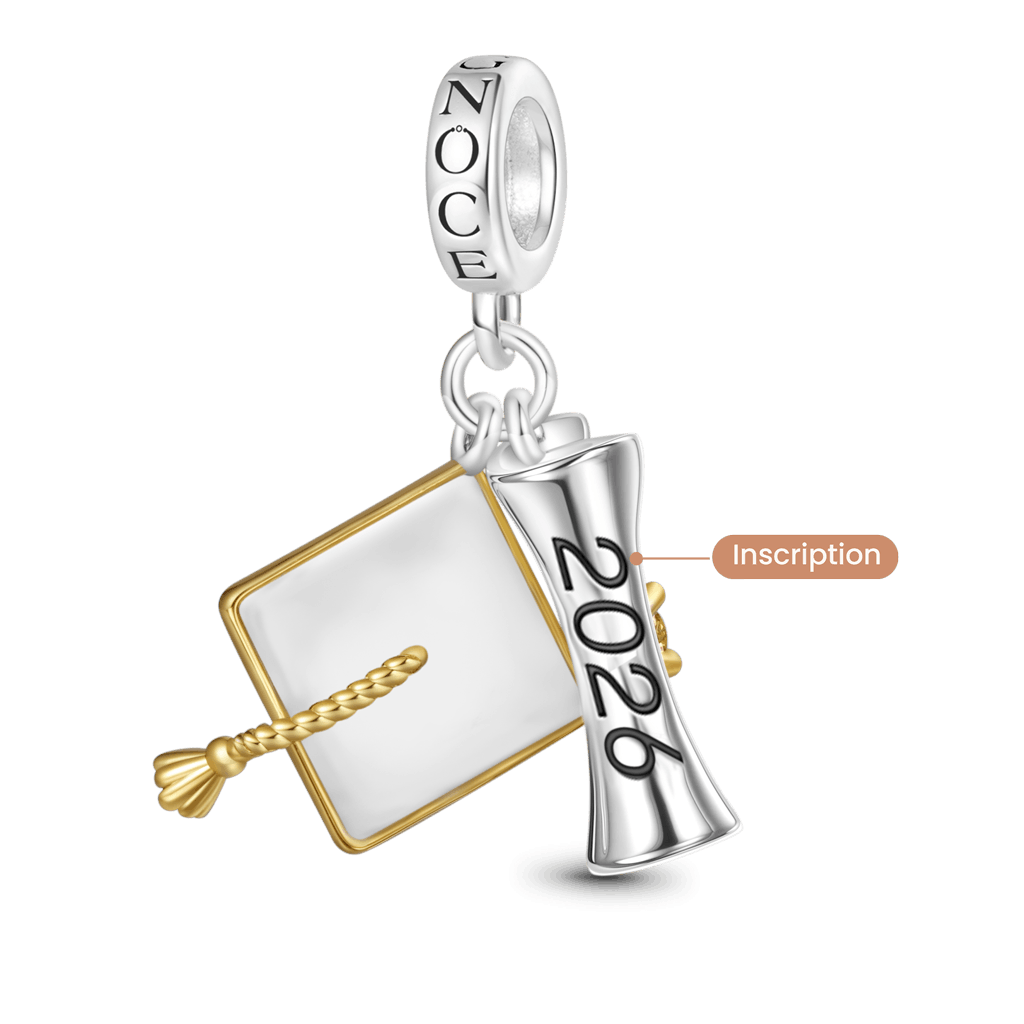 Gnoce Engravable Graduation Season Bachelor Cap Pendant Dangle Charm_3