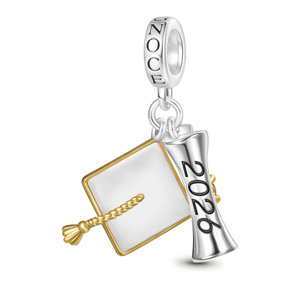 Gnoce Engravable Graduation Season Bachelor Cap Pendant Dangle Charm_1