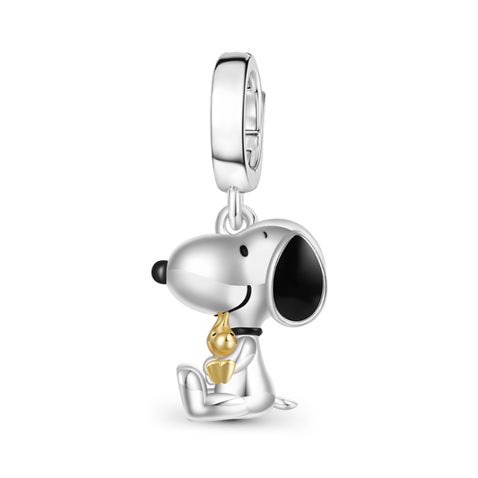 Gnoce Peanuts Snoopy & Woodstock Hugging Pendant Dangle Charm_1