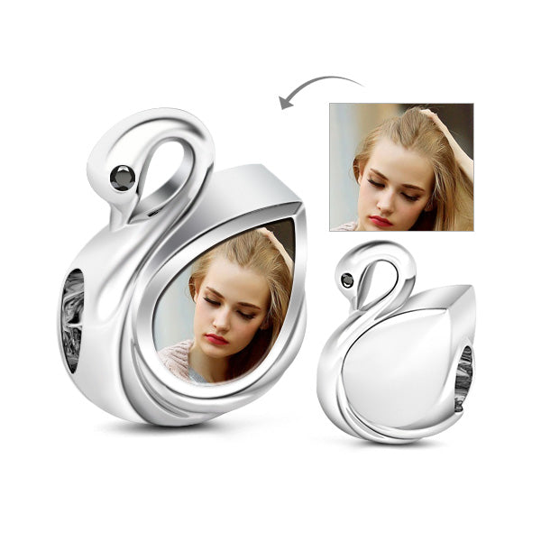 Gnoce "You are My Swan" Graceful 925 Sterling Silver Swan Personalzied Photo Charm Awesome Gift Beads_1