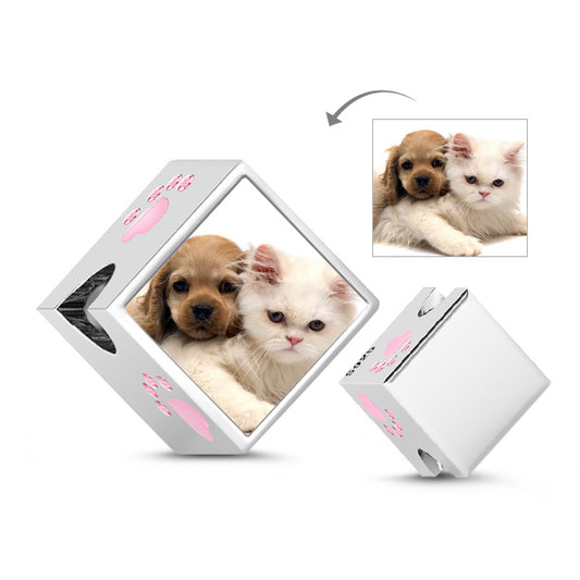 Gnoce "Gifts for Pets" Personalized Little Paw Print Square Photo Charm_1