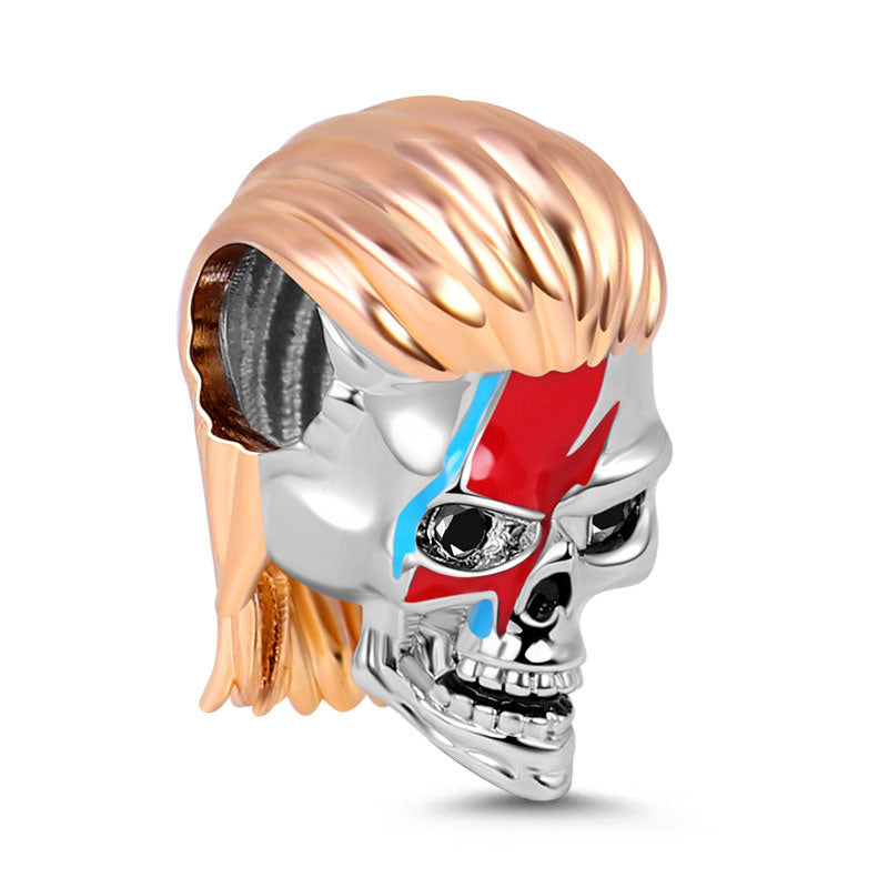 Gnoce "Everlasting Lightning" Rock Skull Charm Sterling Silver 18k Rose Gold Plated_2