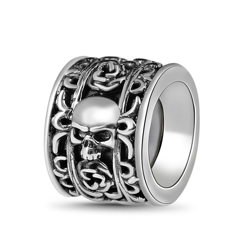 Skull & Rose Charm Vintage Bead S925 Sterling Silver Jewelry for Men_2