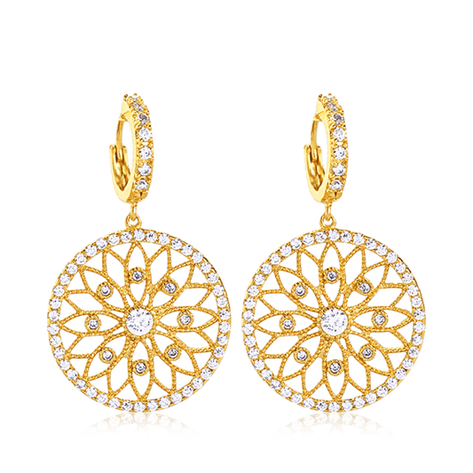 Dreamcatcher Dangle Earrings Gold Plated_1