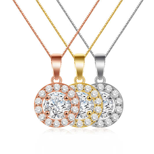 Round Stone Necklace Cross Chain_1