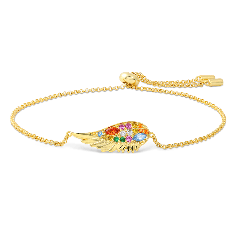 Multicolour Wings Bracelet Sterling Silver 18k Gold Plated with Multi-colored Stones_1