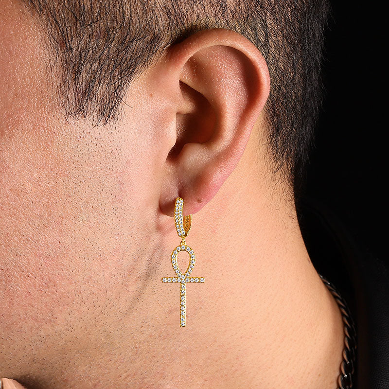 Golden Ankh Men's Dangle Earring_3
