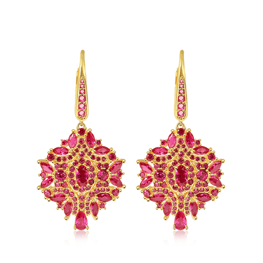 Dreamcatcher Diamond Earrings with Gold Plated Brass_1